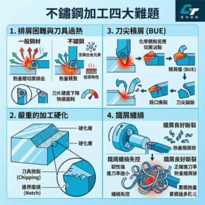 不鏽鋼鑽孔與切削問題怎麼解？加工硬化、切屑纏繞與刀具壽命改善指南